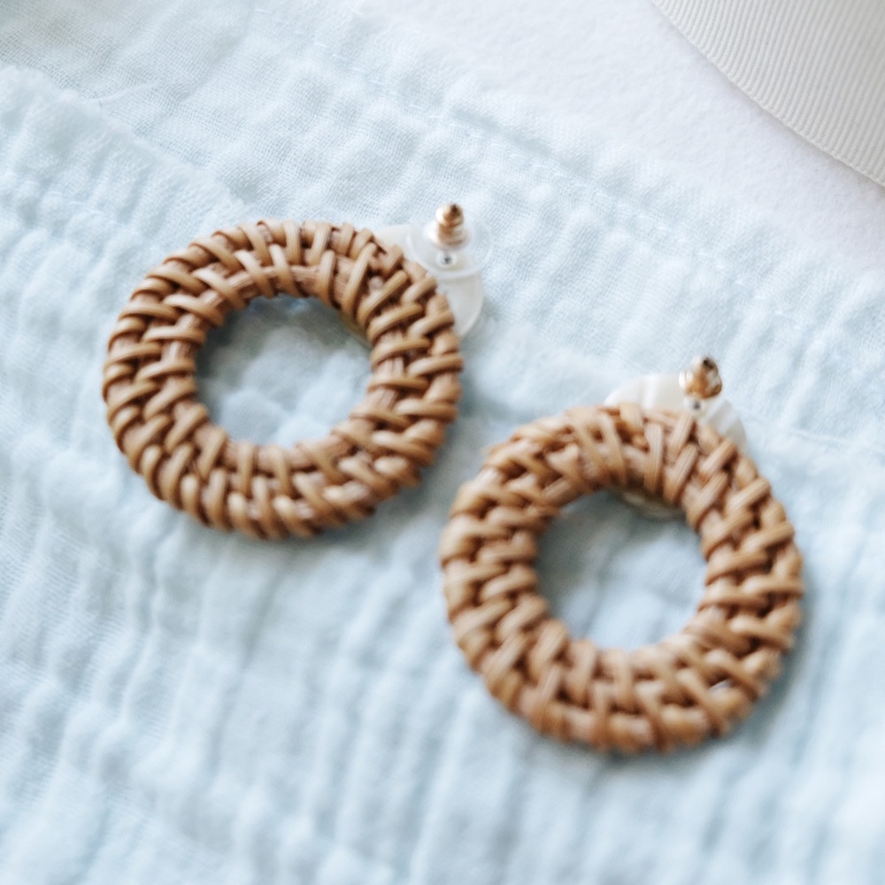 “Sky” Rattan Earrings - Picture 4 of 4